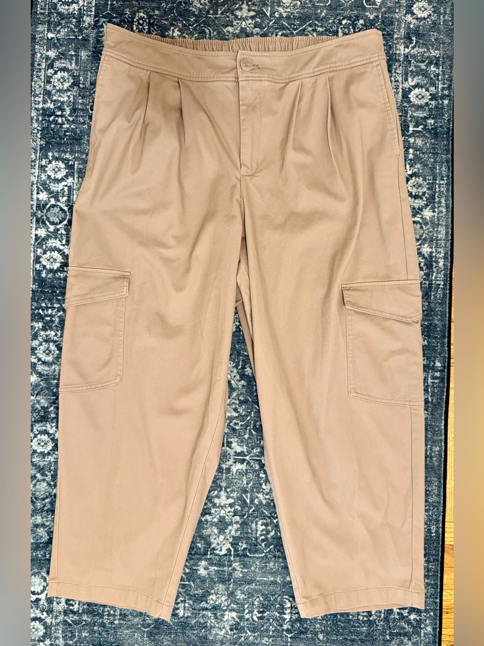 Ava & Viv Cargo Pants 1X Tan Khaki Cotton Stretch Utility